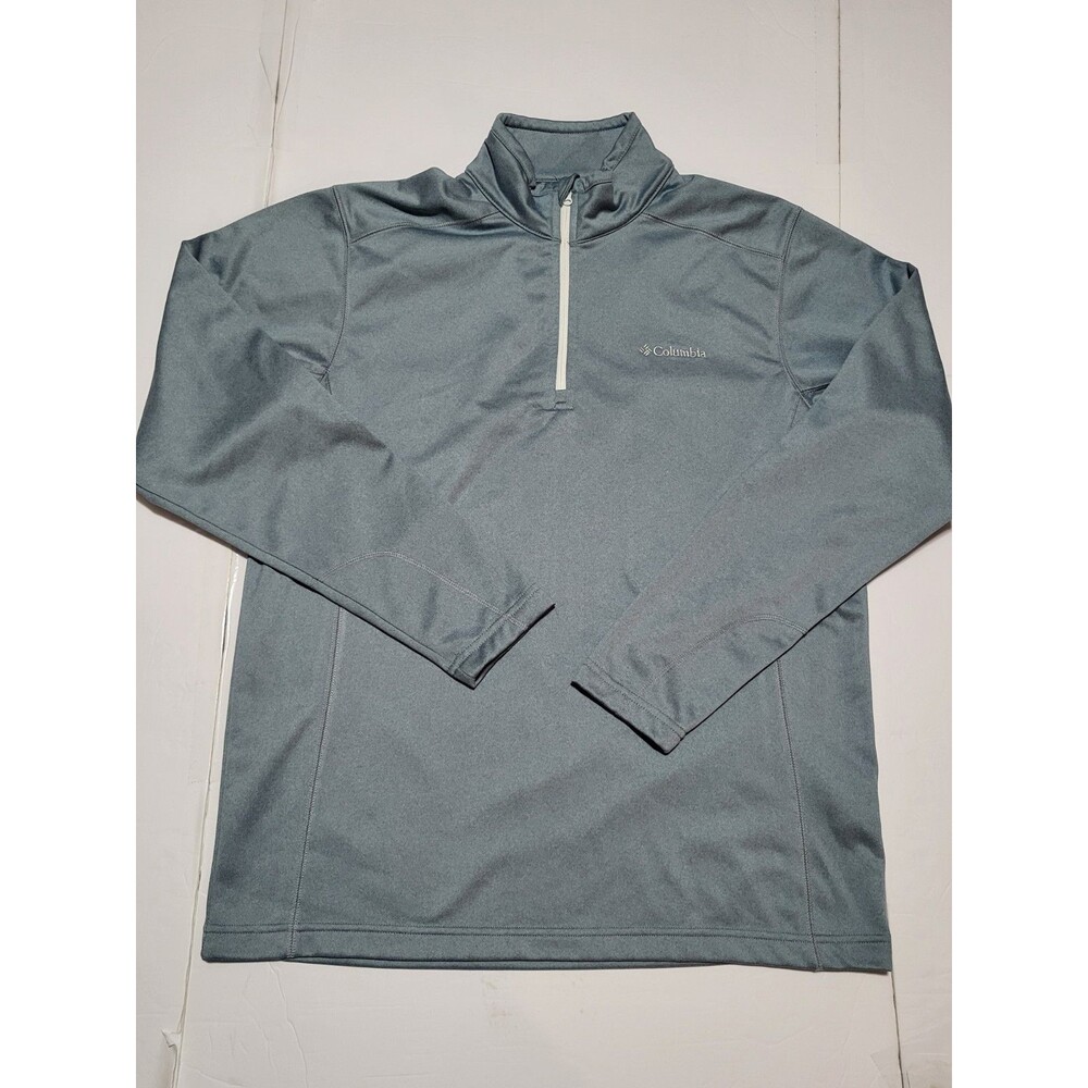 (#18) Columbia 1/4 Zip Pullover Sweater Size M Green Fleece Long Sleeve